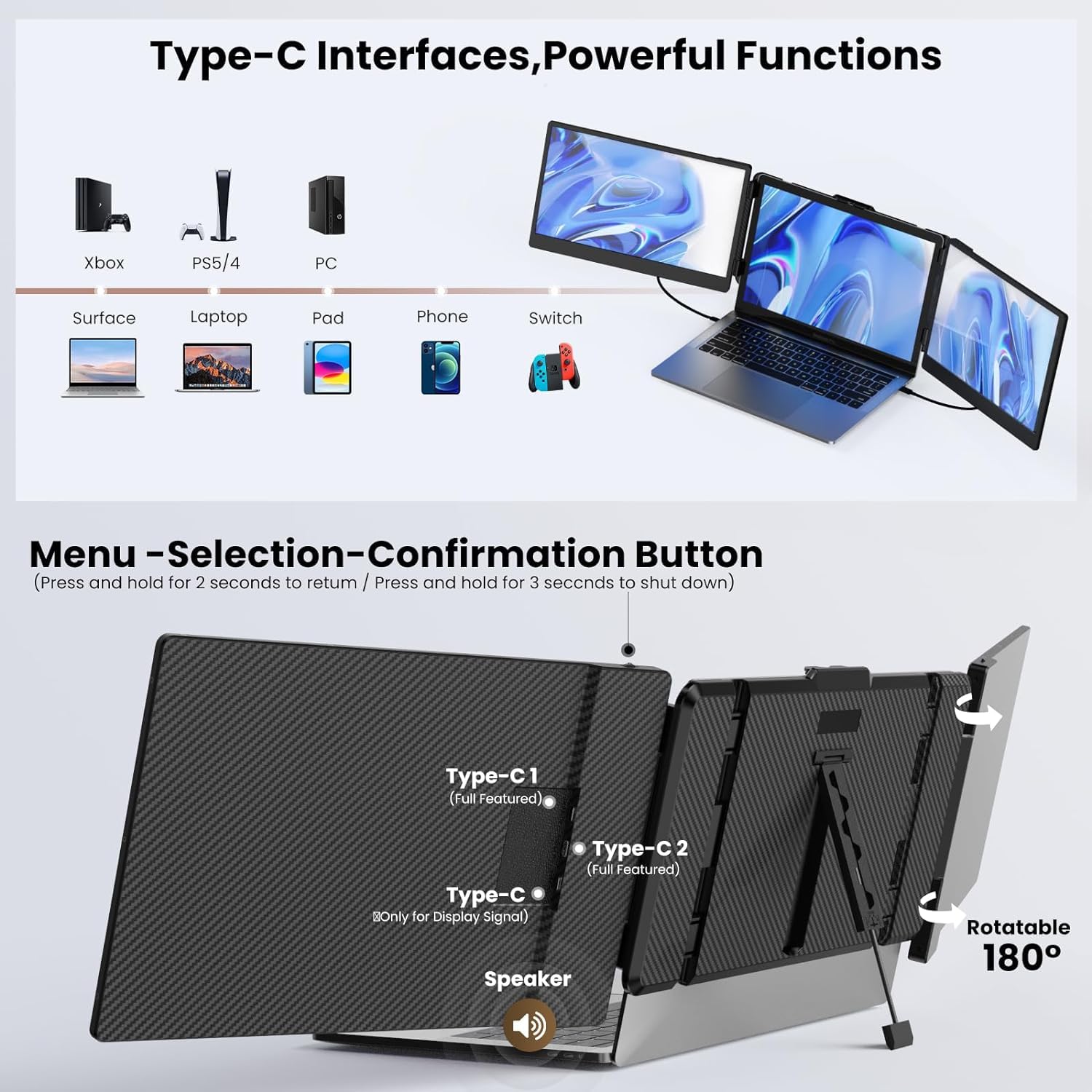 Amazon.co.jp: Leudaich 14'' Laptop Monitor Extender for Triple